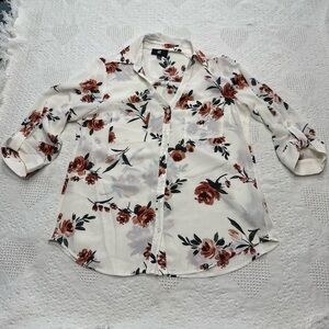 Iz Byer Sheer Floral Blouse (S)